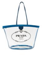 Matchesfashion.com Prada - Logo Print Plexi Tote - Womens - Blue