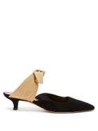 The Row Coco Sahara Silk-bow Suede Mules
