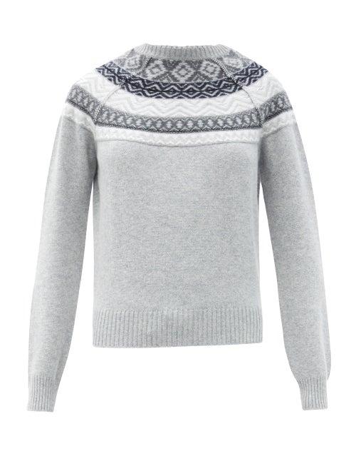 Matchesfashion.com Johnston's Of Elgin - Lucia Fair Isle-jacquard Cashmere Sweater - Womens - Silver Multi