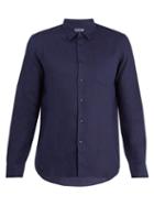 Matchesfashion.com Vilebrequin - Caroubis Point Collar Linen Shirt - Mens - Navy
