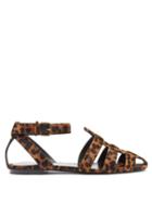Matchesfashion.com Saint Laurent - Oak Leopard-print Calf-hair Sandals - Womens - Leopard