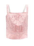 Ladies Beachwear Thierry Colson - Rossa Crinkled Stripe Cotton-sateen Top - Womens - Pink Stripe