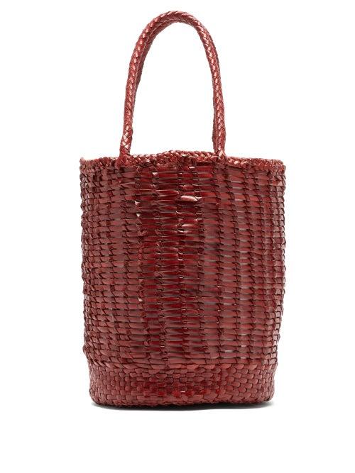 Matchesfashion.com Dragon Diffusion - Lizard Woven Leather Tote Bag - Womens - Burgundy