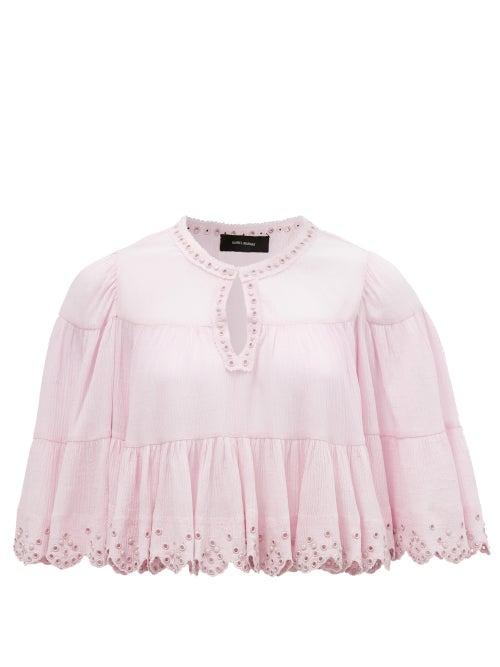 Matchesfashion.com Isabel Marant - Lashay Studded Crepe Cape Top - Womens - Light Pink