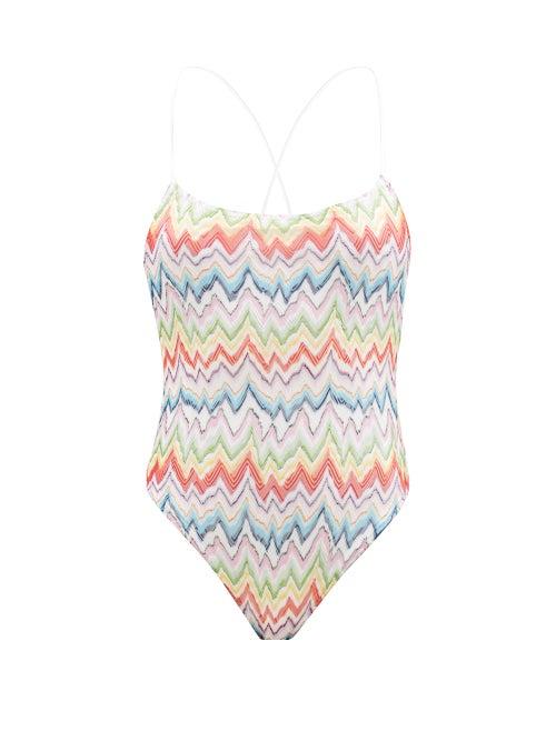 Missoni - Zigzag-print Scoop-neck Swimsuit - Womens - Multi