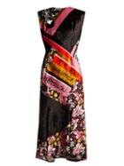 Matchesfashion.com Mary Katrantzou - Bayer Dip Hem Velvet Midi Dress - Womens - Pink Multi