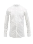 Mens Rtw Sbline - Bunny Curved-plastron Cotton-poplin Shirt - Mens - White