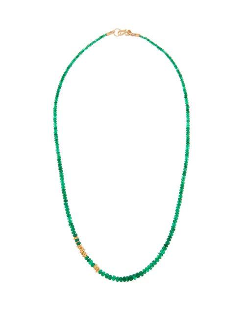 Matchesfashion.com Eli Halili - Emerald & 22kt Gold Beaded Necklace - Womens - Green