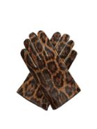 Matchesfashion.com Raf Simons - Jaguar Print Calf Hair Gloves - Womens - Leopard