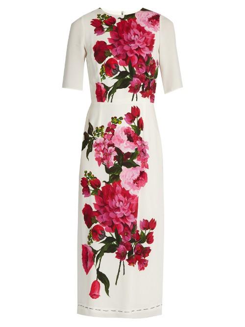 Dolce & Gabbana Peony-print Crepe Midi Dress