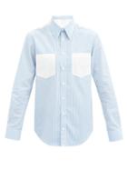 Matchesfashion.com Helmut Lang - Logo-print Striped Cotton Shirt - Mens - Blue White