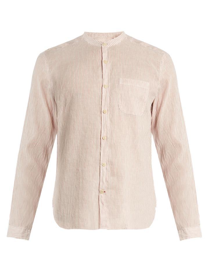 Oliver Spencer Granddad-collar Linen-blend Shirt