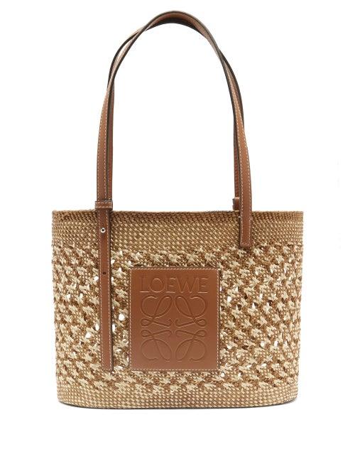 Matchesfashion.com Loewe Paula's Ibiza - Small Raffia And Leather Basket Bag - Womens - Tan Multi