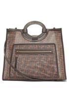 Matchesfashion.com Fendi - Runaway Ff Print Leather Trimmed Mesh Tote Bag - Womens - Brown Multi