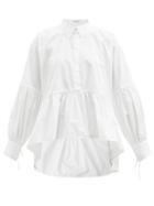 Matchesfashion.com Cecilie Bahnsen - Andrea Balloon-sleeve Organic-cotton Top - Womens - White