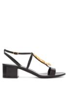 Matchesfashion.com Valentino Garavani - Maison Snake T-bar Leather Sandals - Womens - Black