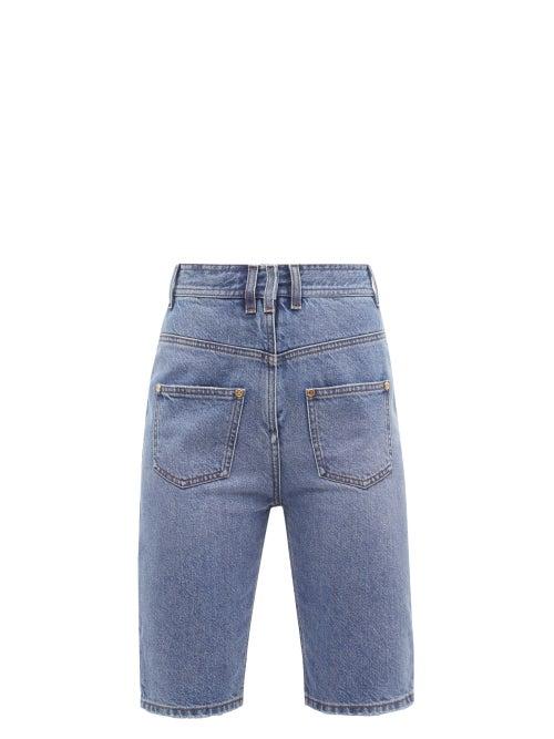 Ladies Rtw Balmain - Reversed Slim-leg Denim Shorts - Womens - Denim