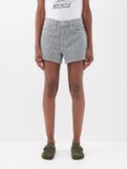 Re/done - 90s Low Slung Striped Denim Shorts - Womens - Blue White