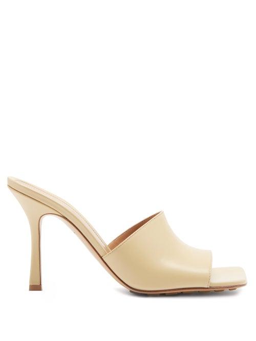 Matchesfashion.com Bottega Veneta - Stretch Square-toe Leather Mules - Womens - Beige