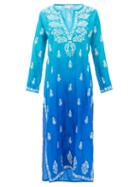 Matchesfashion.com Juliet Dunn - Ombr Sequin Embroidered Silk Kaftan - Womens - Blue Multi
