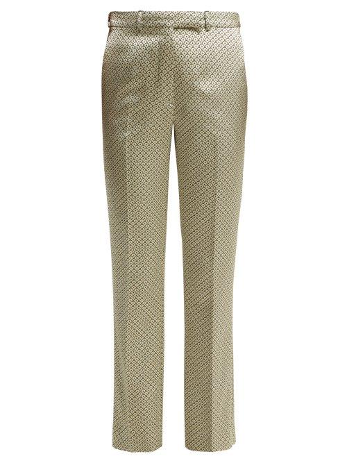 Matchesfashion.com Etro - Violante Straight Leg Satin Jacquard Trousers - Womens - Ivory Multi