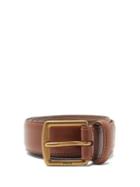 Matchesfashion.com Polo Ralph Lauren - Foiled-logo Leather Belt - Mens - Brown