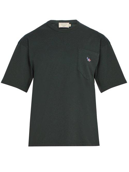 Matchesfashion.com Maison Kitsun - Logo Embroidered Cotton T Shirt - Mens - Green