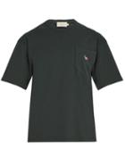 Matchesfashion.com Maison Kitsun - Logo Embroidered Cotton T Shirt - Mens - Green