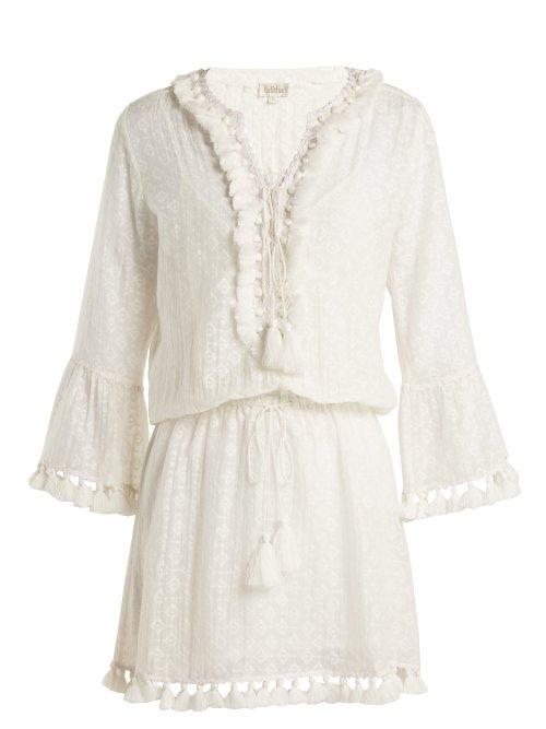 Matchesfashion.com Talitha - Ria Tassel Trimmed Silk And Cotton Blend Dress - Womens - White