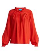 Matchesfashion.com M.i.h Jeans - Sidi Pleated Silk Blouse - Womens - Red