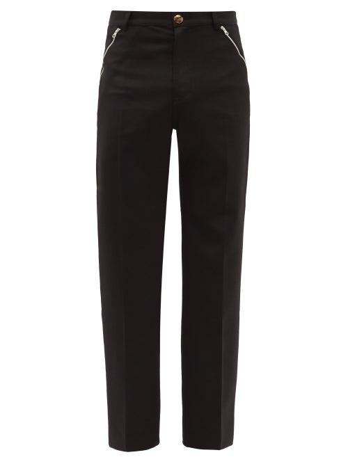 Matchesfashion.com Stefan Cooke - Zipped Tailored Wool-twill Trousers - Mens - Black