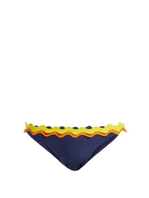 Matchesfashion.com Rye - Oh My Scallop Edged Bikini Briefs - Womens - Navy Multi