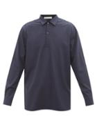 Umit Benan B+ - Point-collar Virgin-wool Poplin Shirt - Mens - Navy