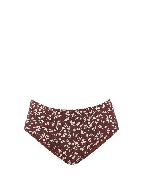 Matchesfashion.com Ganni - Graphic-print High-rise Bikini Briefs - Womens - Brown Print