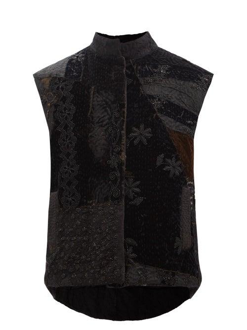 By Walid - Teddy Beaded Embroidered Silk Gilet - Womens - Black Multi