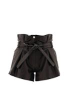 Matchesfashion.com The Attico - Pleated High-rise Leather Shorts - Womens - Black
