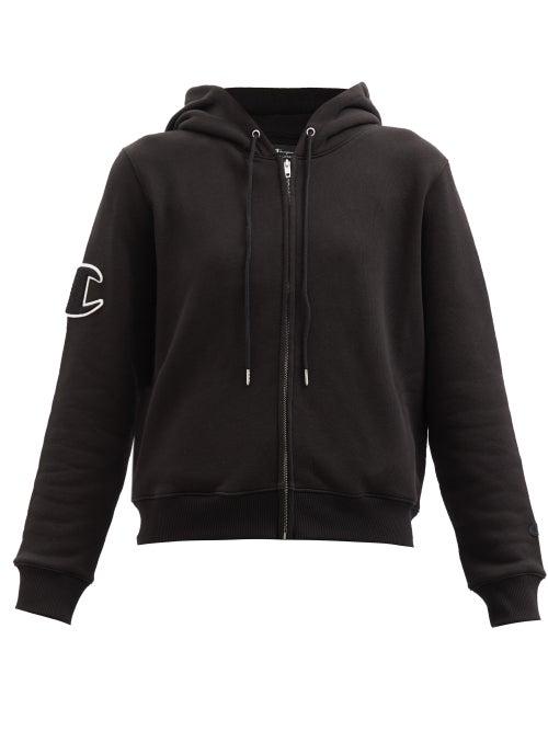 Nili Lotan X Champion - Logo-appliqu Jersey Hooded Sweatshirt - Womens - Black