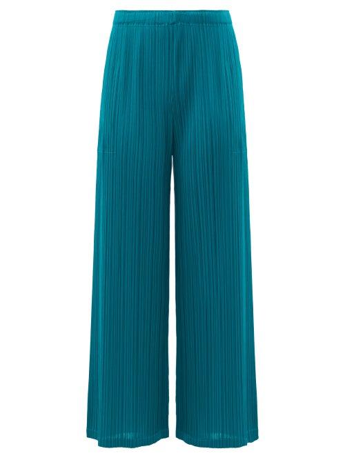 Matchesfashion.com Pleats Please Issey Miyake - Technical Pleated Wide-leg Trousers - Womens - Green