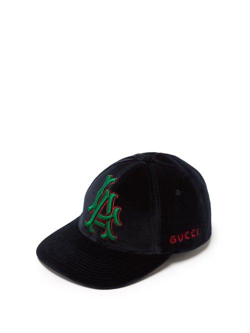 Matchesfashion.com Gucci - La Embroidered Velvet Cap - Mens - Black