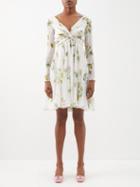 Giambattista Valli - Twisted Rose-print Silk-georgette Dress - Womens - Ivory Multi
