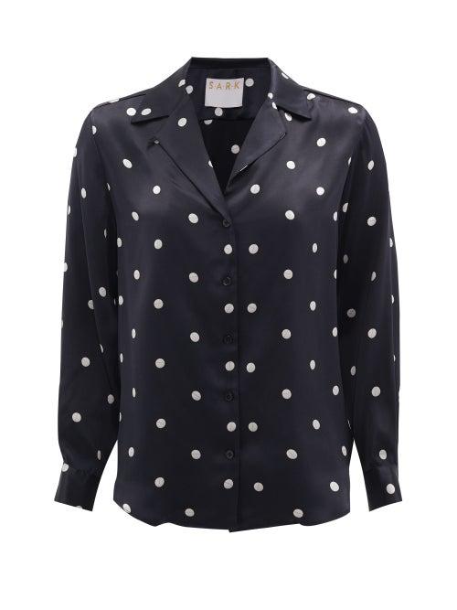 Matchesfashion.com S.a.r.k - Valium Polka-dot Silk Shirt - Womens - Navy