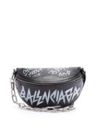 Matchesfashion.com Balenciaga - Souvenir Graffiti Print Leather Bag - Womens - Black White