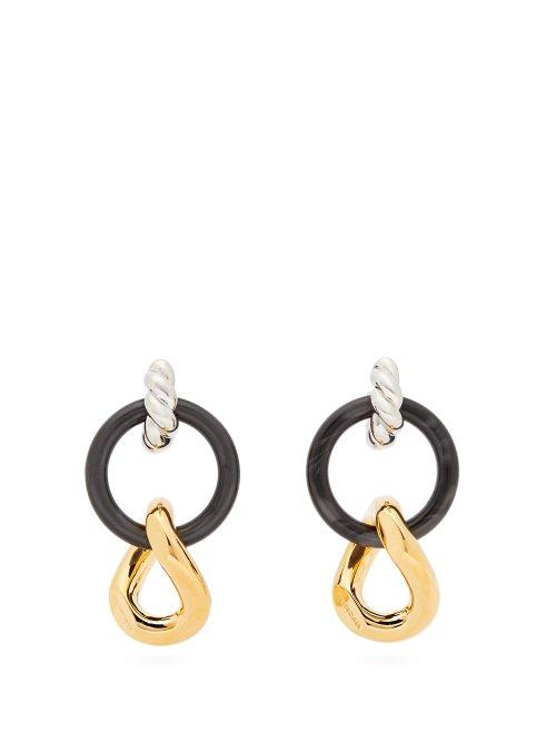 Matchesfashion.com Balenciaga - Linked Hoop And Pendant Earrings - Womens - Black