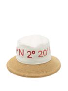 Matchesfashion.com Kilometre Paris - Paris Coordinates Canvas And Straw Bucket Hat - Womens - Red Multi