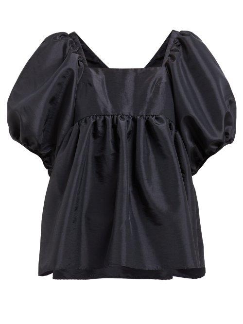 Matchesfashion.com Cecilie Bahnsen - Rima Puff Sleeve Gathered Faille Top - Womens - Black