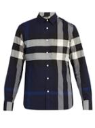 Matchesfashion.com Burberry - Windsor Check Cotton Blend Shirt - Mens - Blue Multi
