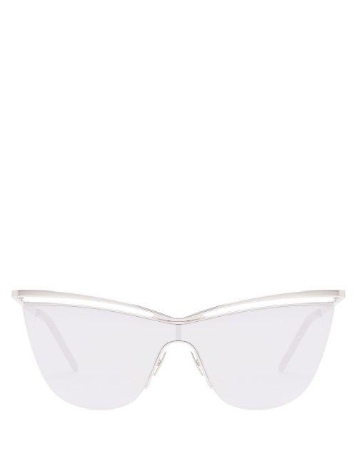 Matchesfashion.com Saint Laurent - Cat Eye Open Frame Sunglasses - Womens - Silver
