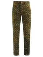 Matchesfashion.com Marine Serre - Crescent Moon-print Upcycled-denim Jeans - Mens - Yellow