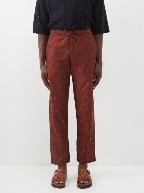 Smr Days - Malibu Drawstring Cotton-twill Trousers - Mens - Red Multi