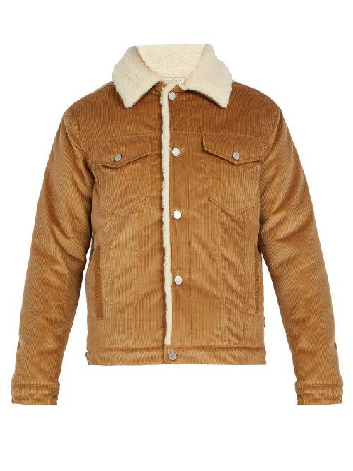 Matchesfashion.com Maison Kitsun - Trucker Faux Shearling Lined Corduroy Jacket - Mens - Camel